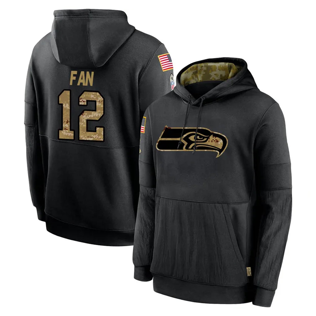 Tuec S.Seahawks #12 12th Fan Player Black Salute to Service Hoodies Limited Game Stitched Jerseys