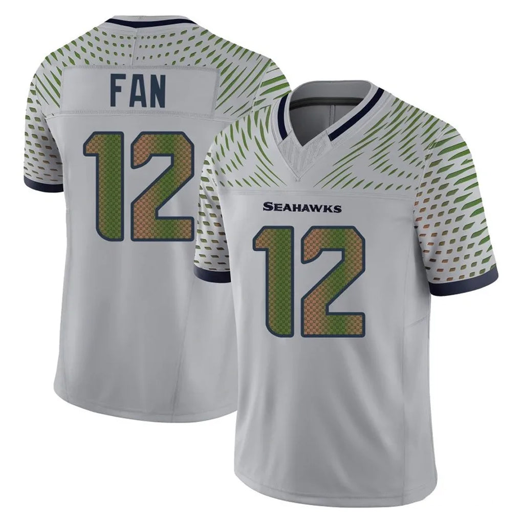 Tuec S.Seahawks #12 12th Fan Player Grey Limited 2025 Rivalries Collection Home Game Stitched Jerseys