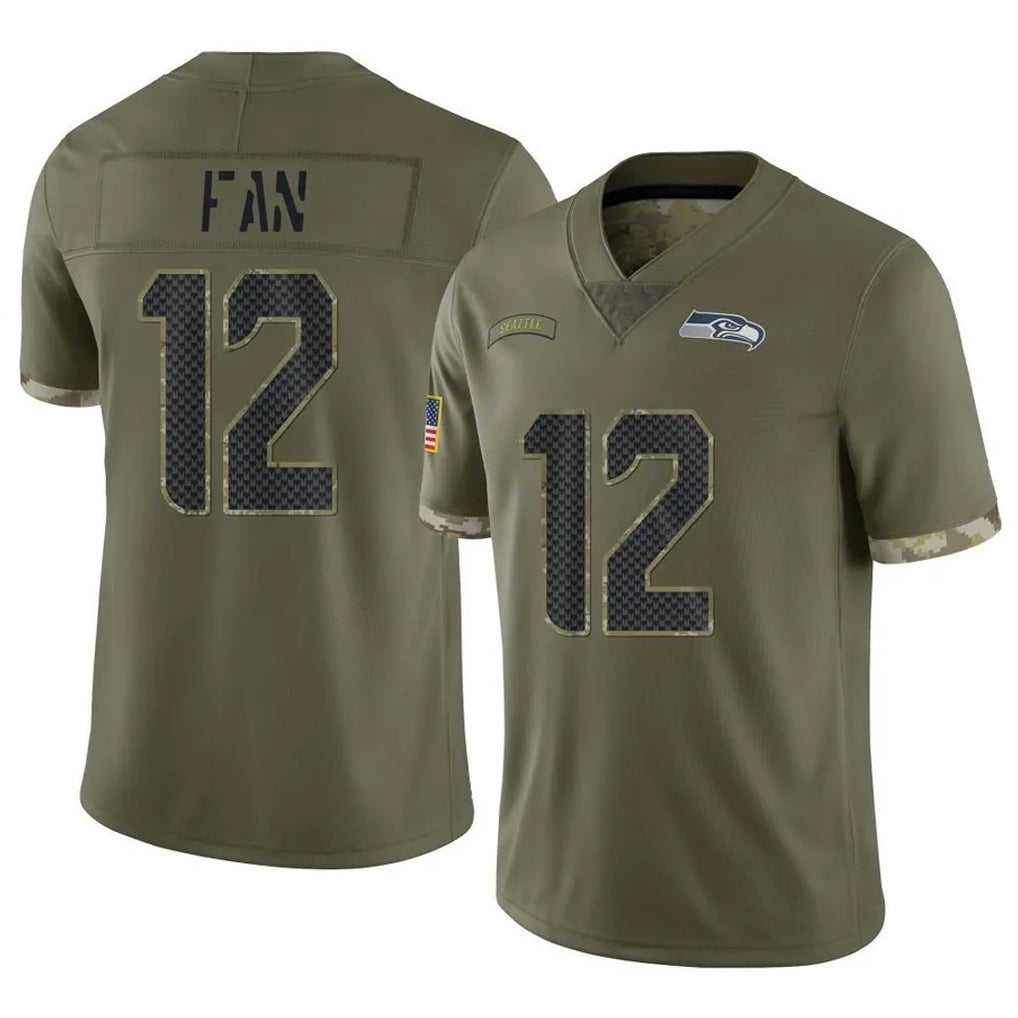 Tuec S.Seahawks #12 12th Fan Player Olive Limited Salute To Service Home Game Stitched Jerseys