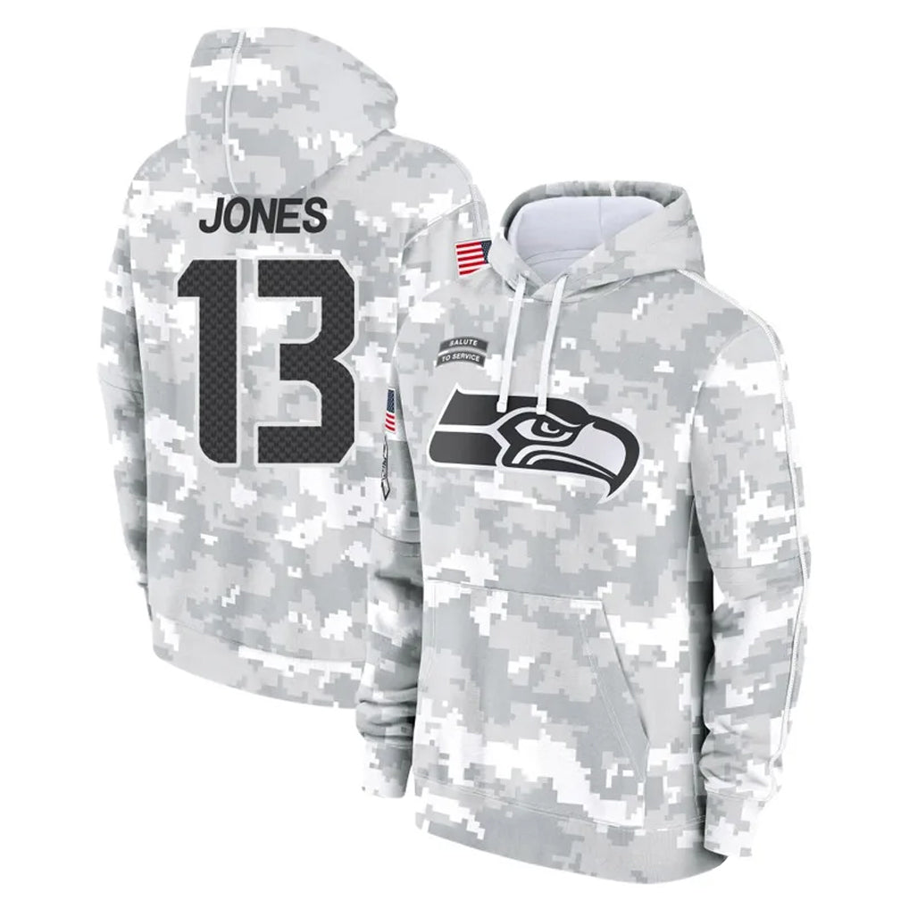 Tuec S.Seahawks #13 Ernest Jones IV Player Arctic Camo Limited Salute to Service Pullover Hoodies Game Stitched Jerseys