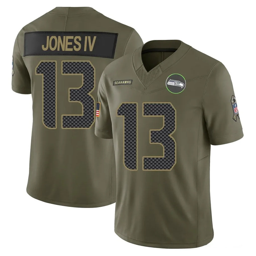 Tuec S.Seahawks #13 Ernest Jones IV Player Olive 2025 Salute To Service Limited Home Game Stitched Jerseys