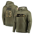 Tuec S.Seahawks #13 Ernest Jones IV Player Olive Salute to Service Pullover Hoodie Home Game Stitched Jerseys