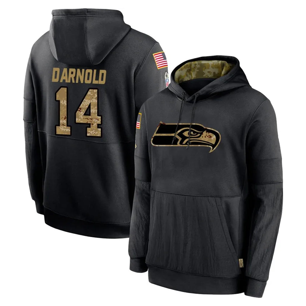 Tuec S.Seahawks #14 Sam Darnold Player Black Salute to Service Hoodies Limited Game Stitched Jerseys