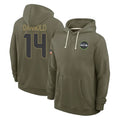 Tuec S.Seahawks #14 Sam Darnold Player Olive Salute to Service Pullover Hoodies Limited Stitched Jerseys