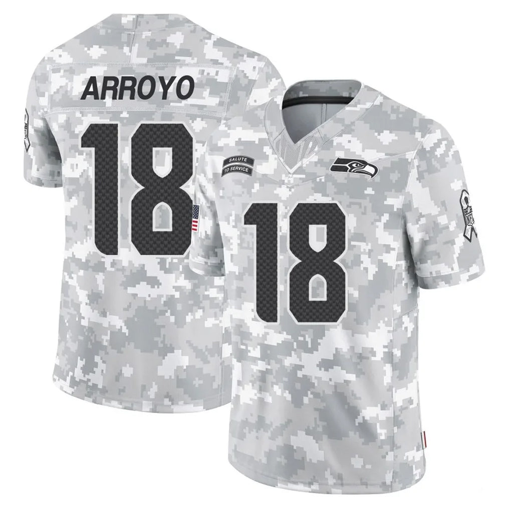 Tuec S.Seahawks #18 Elijah Arroyo Player Arctic Camo Limited Salute To Service Home Game Stitched Jerseys