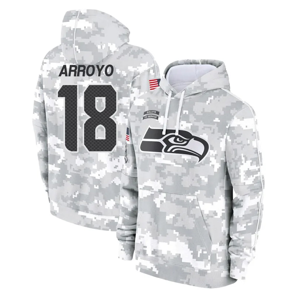 Tuec S.Seahawks #18 Elijah Arroyo Player Arctic Camo Limited Salute to Service Pullover Hoodies Game Stitched Jerseys