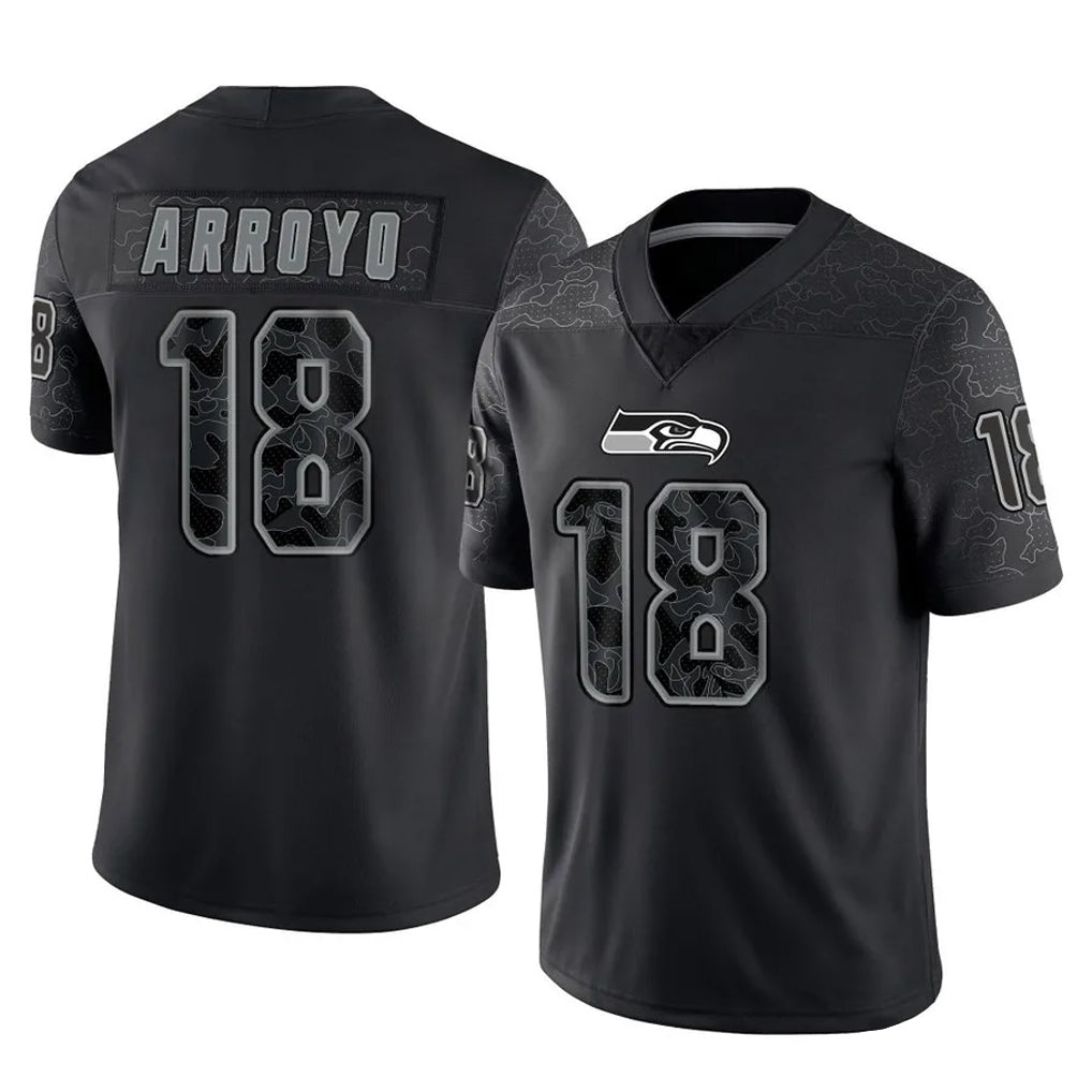 Tuec S.Seahawks #18 Elijah Arroyo Player Black Limited Reflective Home Game Stitched Jerseys