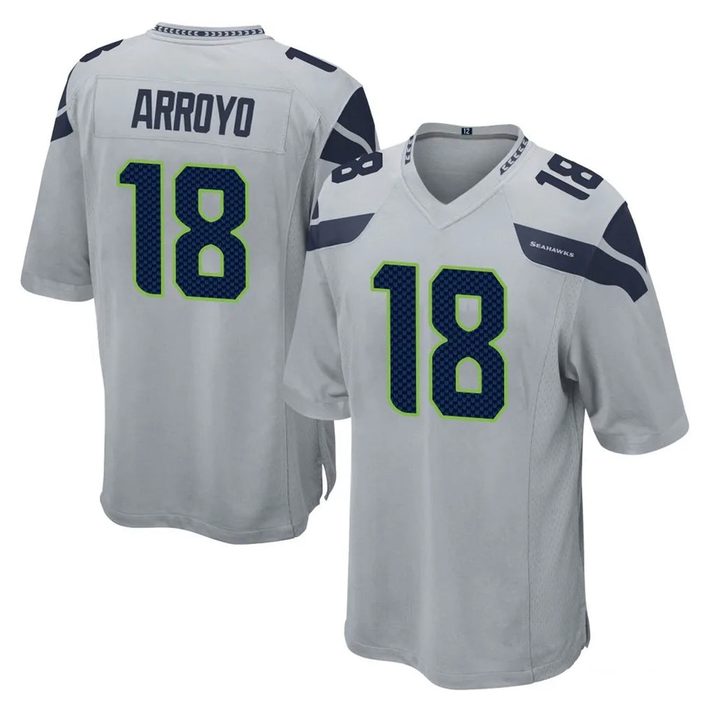 Tuec S.Seahawks #18 Elijah Arroyo Player Gray Home Game Stitched Jerseys
