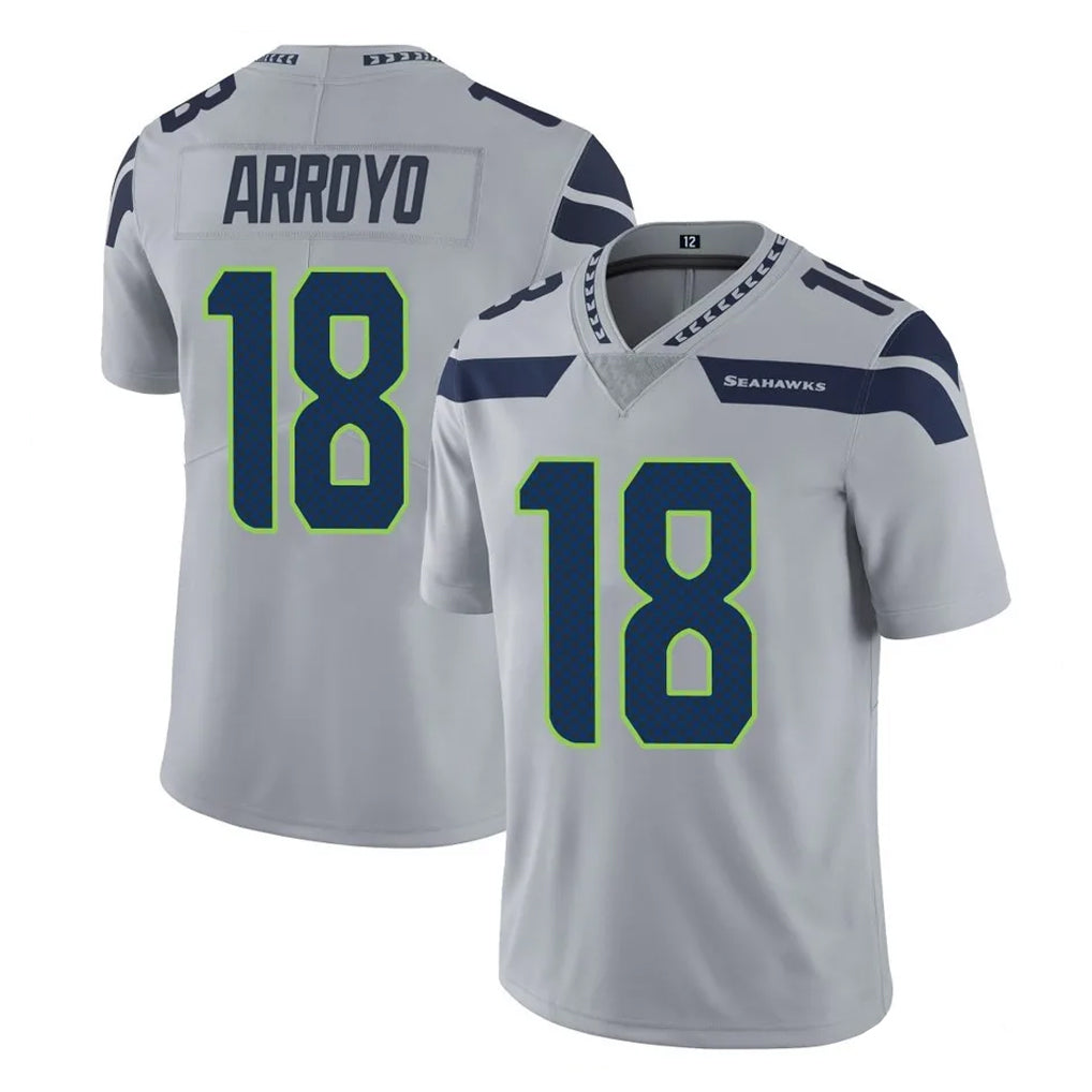Tuec S.Seahawks #18 Elijah Arroyo Player Gray Limited Vapor Untouchable Home Game Stitched Jerseys