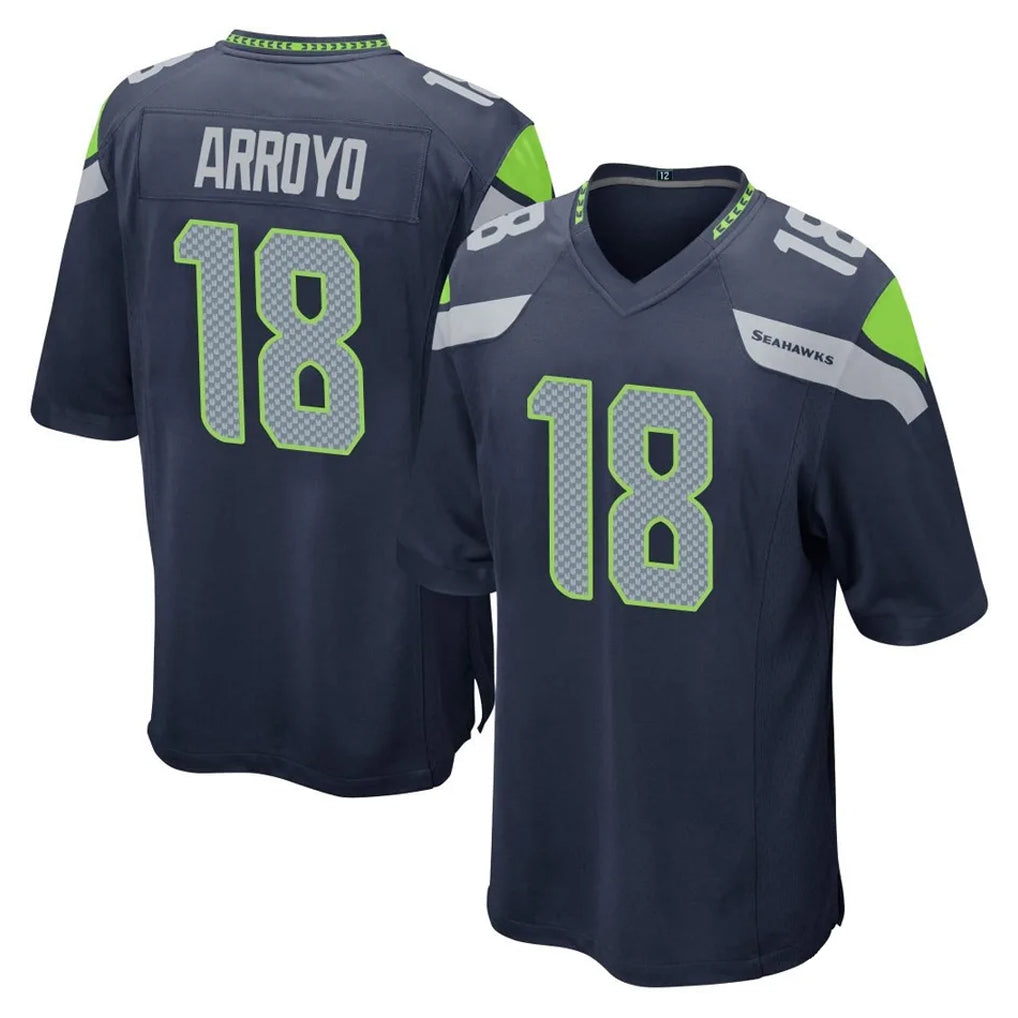 Tuec S.Seahawks #18 Elijah Arroyo Player Navy Home Game Stitched Jerseys