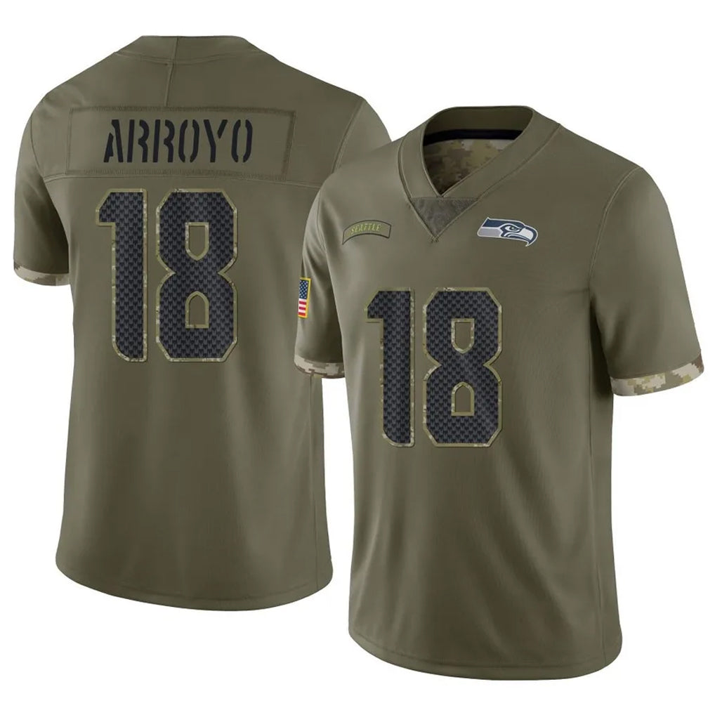 Tuec S.Seahawks #18 Elijah Arroyo Player Olive Limited Salute To Service Home Game Stitched Jerseys