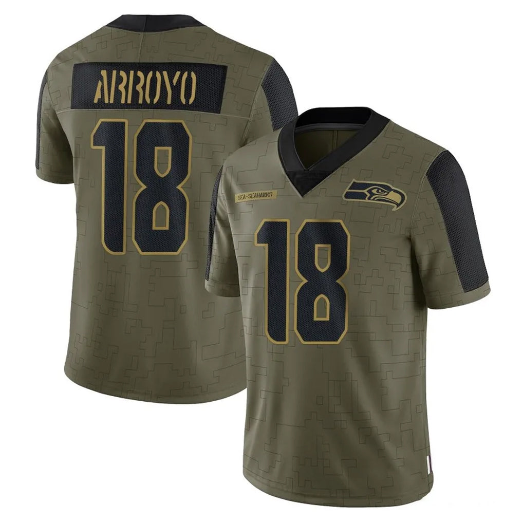 Tuec S.Seahawks #18 Elijah Arroyo Player Olive Salute To Service Limited Game Stitched Jerseys