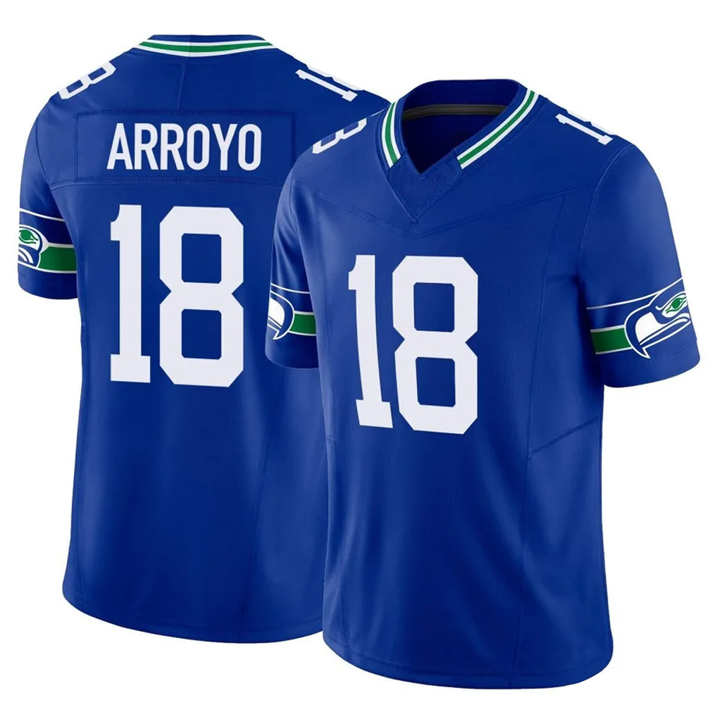 Tuec S.Seahawks #18 Elijah Arroyo Player Royal Limited Throwback Vapor F.U.S.E. Home Game Stitched Jerseys
