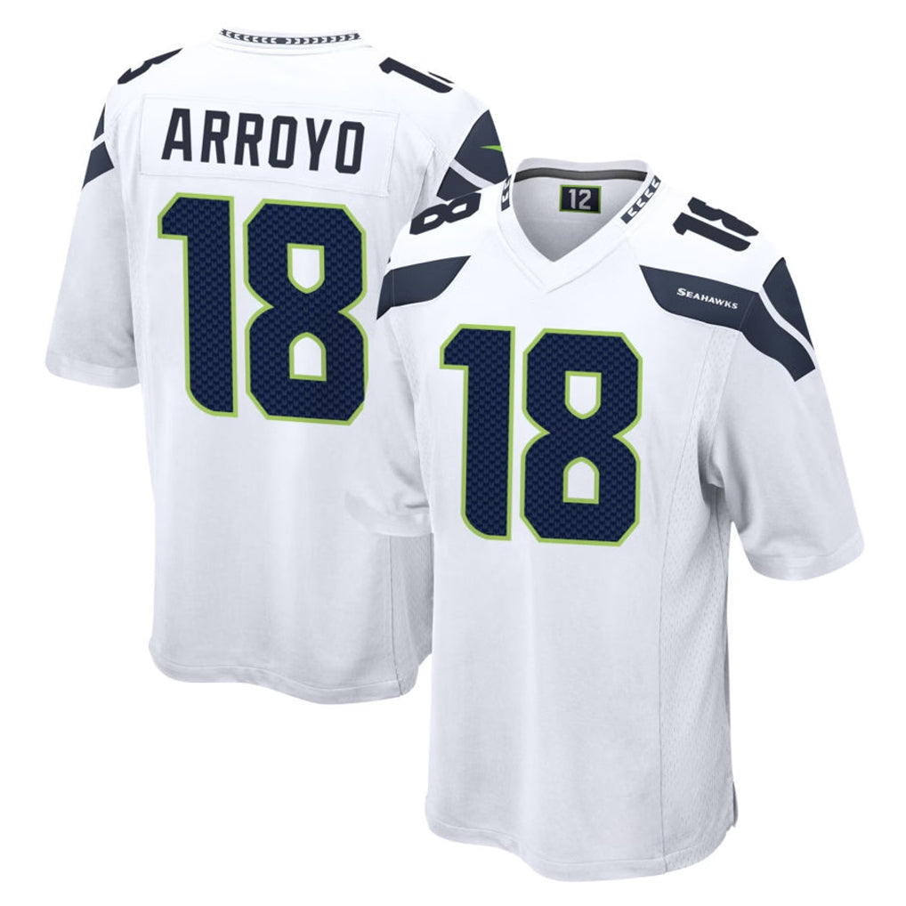 Tuec S.Seahawks #18 Elijah Arroyo Player White Home Game Stitched Jerseys