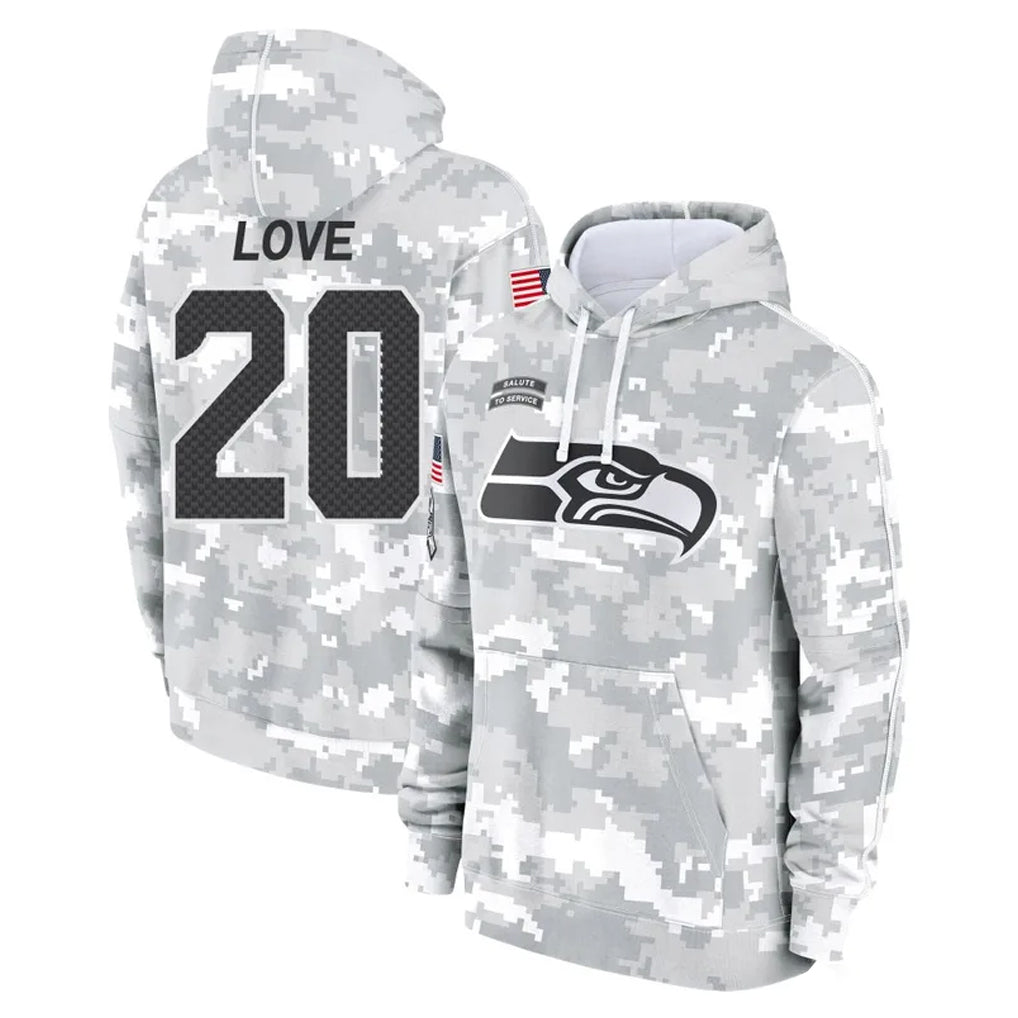 Tuec S.Seahawks #20 Julian Love Player Arctic Camo Limited Salute to Service Pullover Hoodies Game Stitched Jerseys