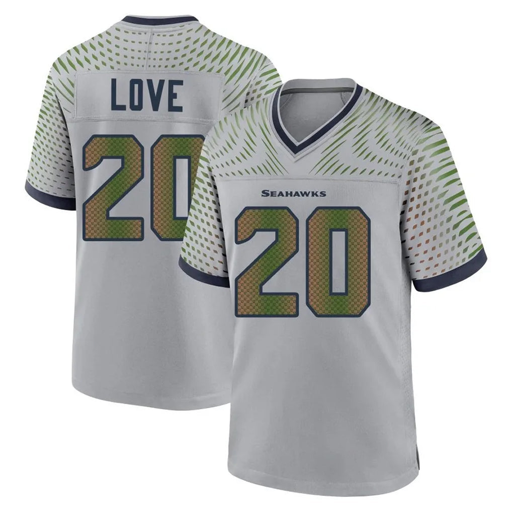 Tuec S.Seahawks #20 Julian Love Player Grey 2025 Rivalries Collection Home Game Stitched Jerseys