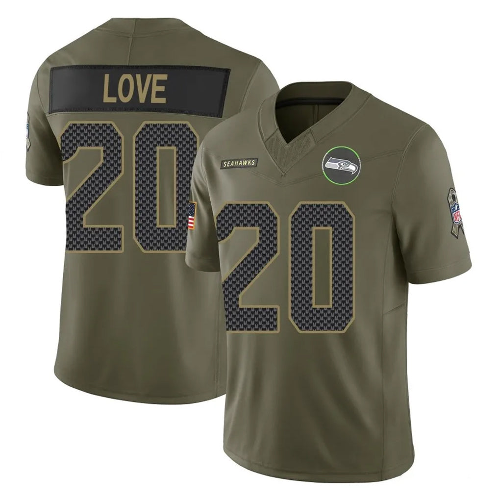 Tuec S.Seahawks #20 Julian Love Player Olive 2025 Salute To Service Limited Home Game Stitched Jerseys