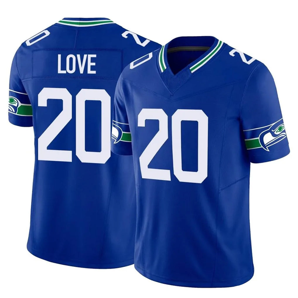 Tuec S.Seahawks #20 Julian Love Player Royal Limited Throwback Vapor F.U.S.E. Home Game Stitched Jerseys