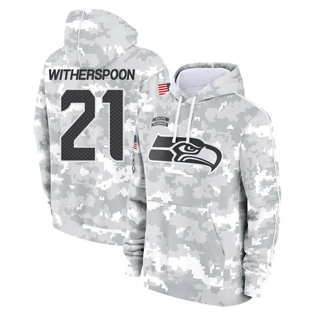 Tuec S.Seahawks #21 Devon Witherspoon Player Arctic Camo Limited Salute to Service Pullover Hoodies Game Stitched Jerseys