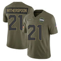 Tuec S.Seahawks #21 Devon Witherspoon Player Olive 2025 Salute To Service Limited Home Game Stitched Jerseys