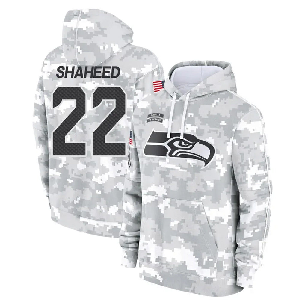 Tuec S.Seahawks #22 Rashid Shaheed Player Arctic Camo Limited Salute to Service Pullover Hoodies Game Stitched Jerseys