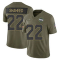 Tuec S.Seahawks #22 Rashid Shaheed Player Olive 2025 Salute To Service Limited Home Game Stitched Jerseys