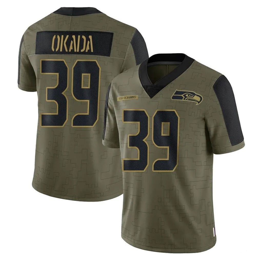 Tuec S.Seahawks #39 Ty Okada Player Olive Salute To Service Limited Game Stitched Jerseys
