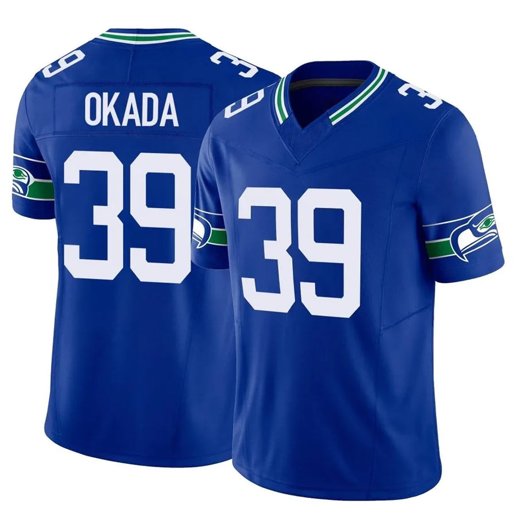 Tuec S.Seahawks #39 Ty Okada Player Royal Limited Throwback Vapor F.U.S.E. Home Game Stitched Jerseys