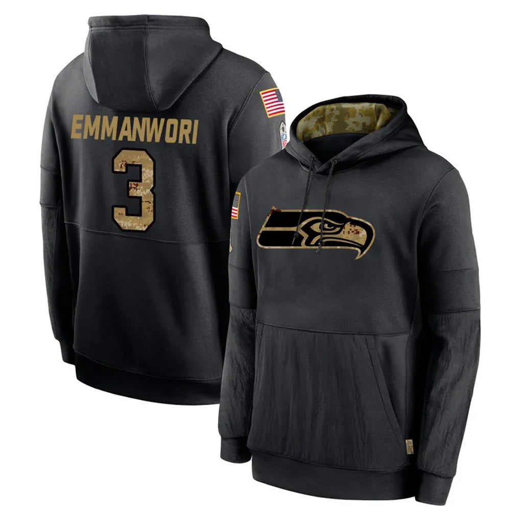 Tuec S.Seahawks #3 Nick Emmanwori Player Black Salute to Service Hoodies Limited Game Stitched Jerseys