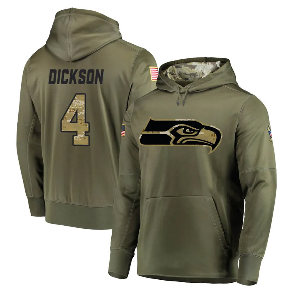 Tuec S.Seahawks #4 Michael Dickson Player Olive Salute to Service Pullover Hoodie Home Game Stitched Jerseys