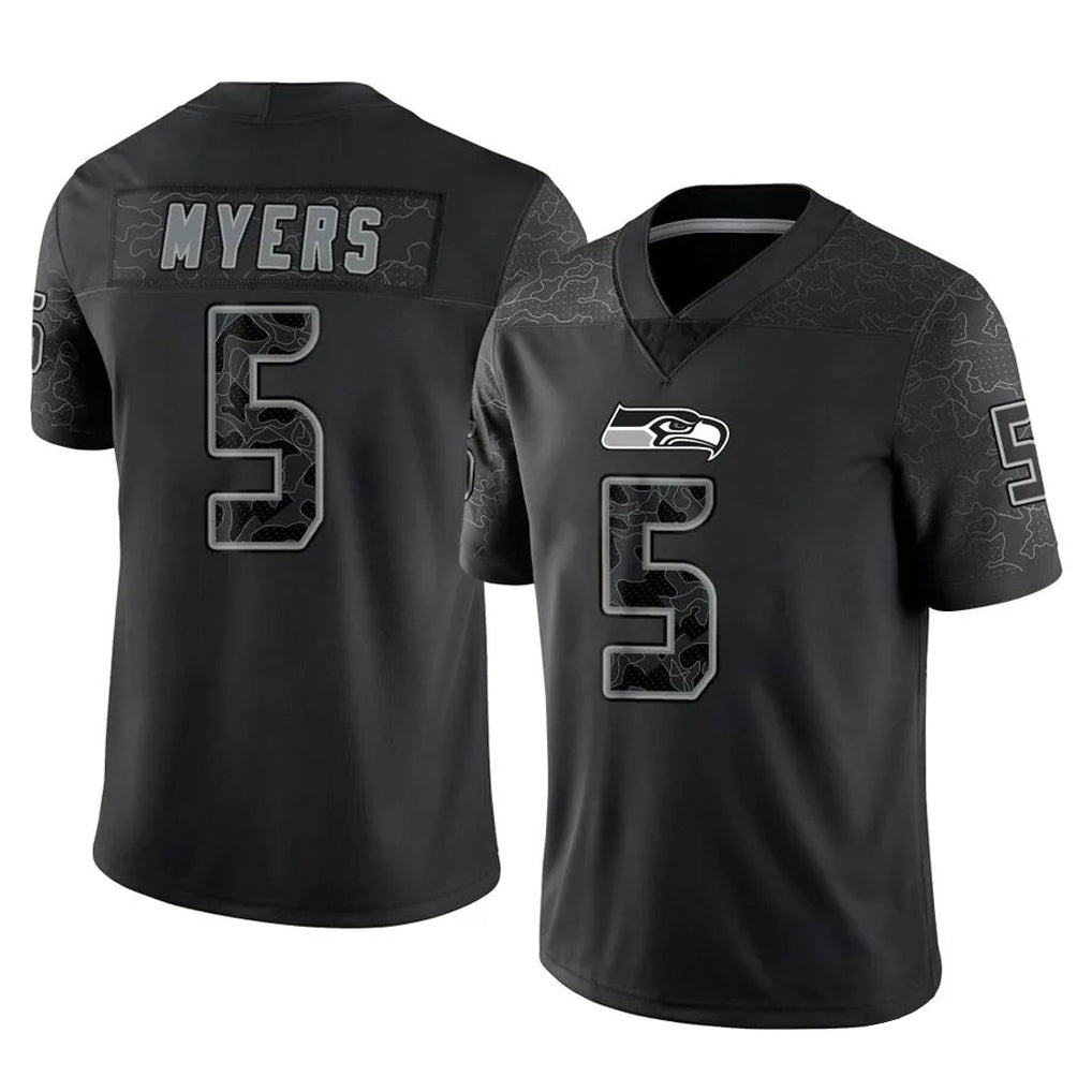 Tuec S.Seahawks #5 Jason Myers Player Black Limited Reflective Home Game Stitched Jerseys