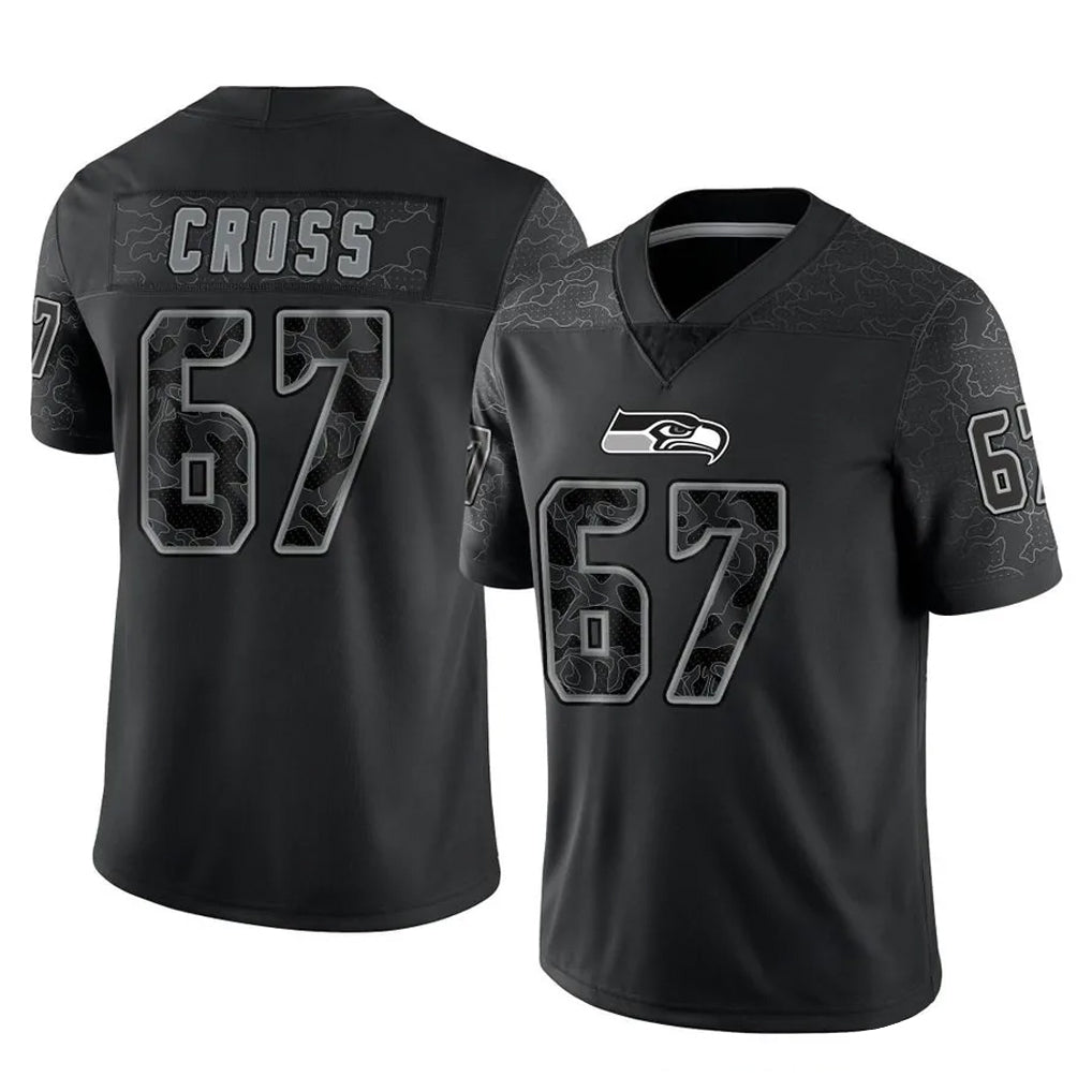 Tuec S.Seahawks #67 Charles Cross Player Black Limited Reflective Home Game Stitched Jerseys