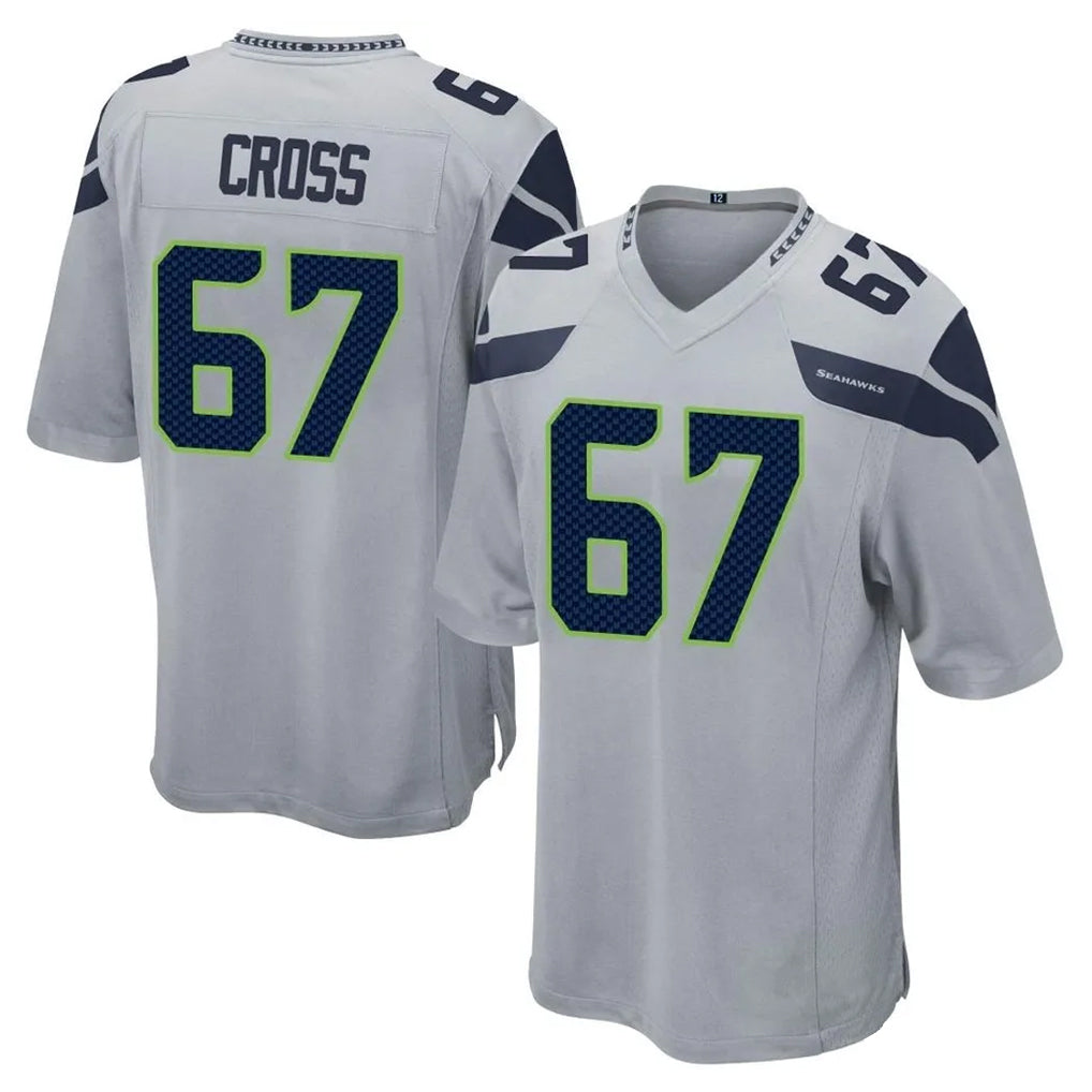Tuec S.Seahawks #67 Charles Cross Player Gray Home Game Stitched Jerseys