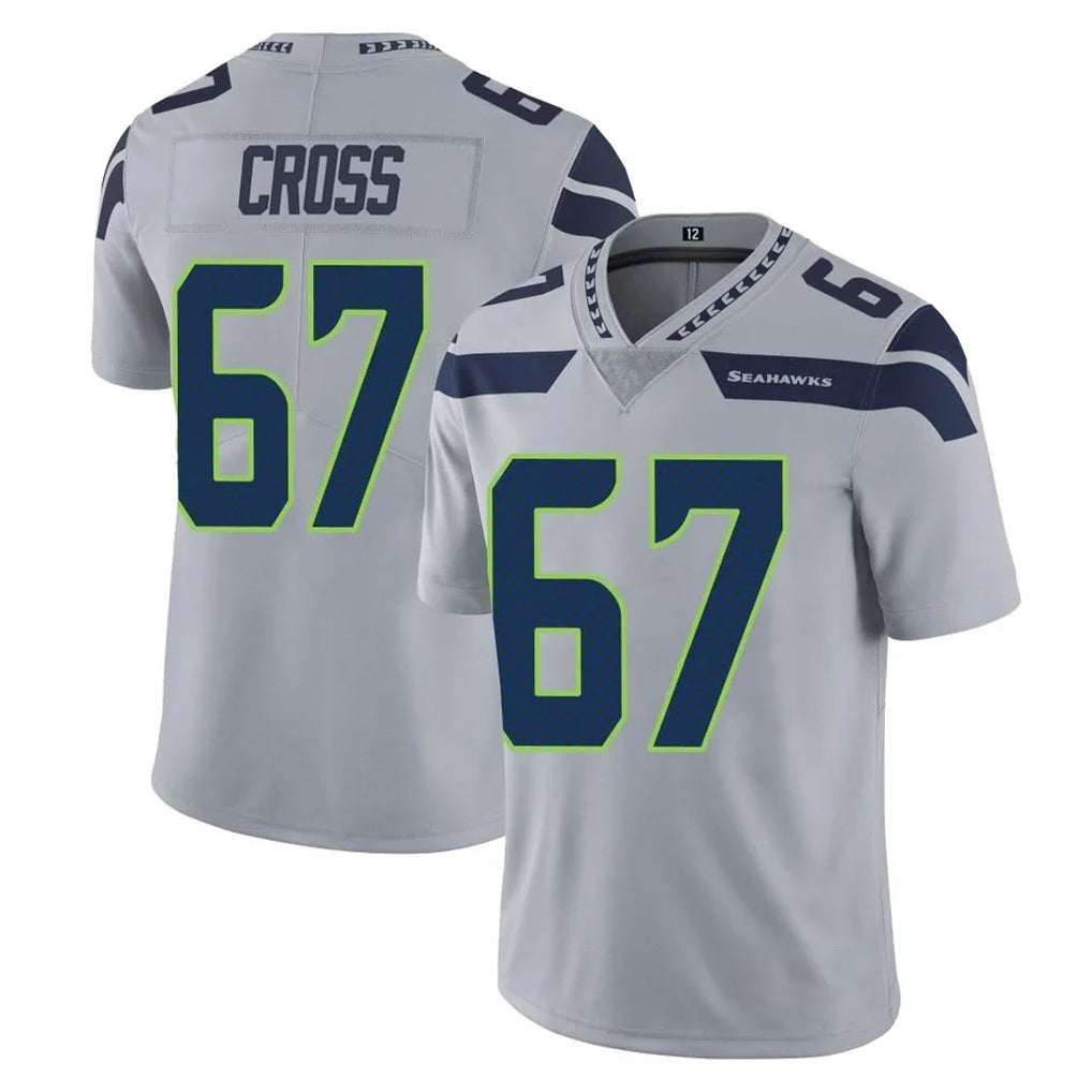 Tuec S.Seahawks #67 Charles Cross Player Gray Limited Vapor Untouchable Home Game Stitched Jerseys