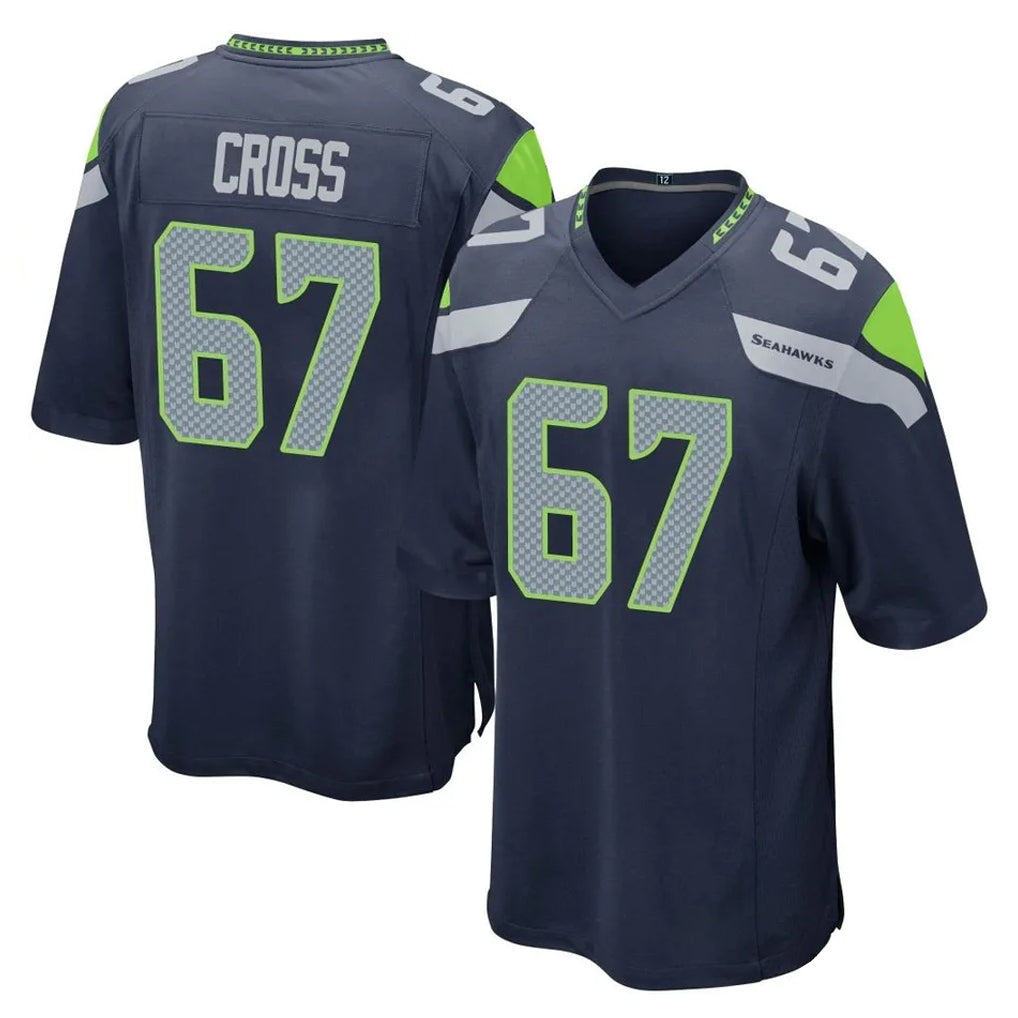 Tuec S.Seahawks #67 Charles Cross Player Navy Home Game Stitched Jerseys