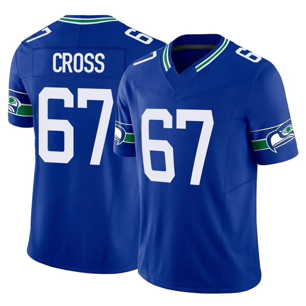 Tuec S.Seahawks #67 Charles Cross Player Royal Limited Throwback Vapor F.U.S.E. Home Game Stitched Jerseys