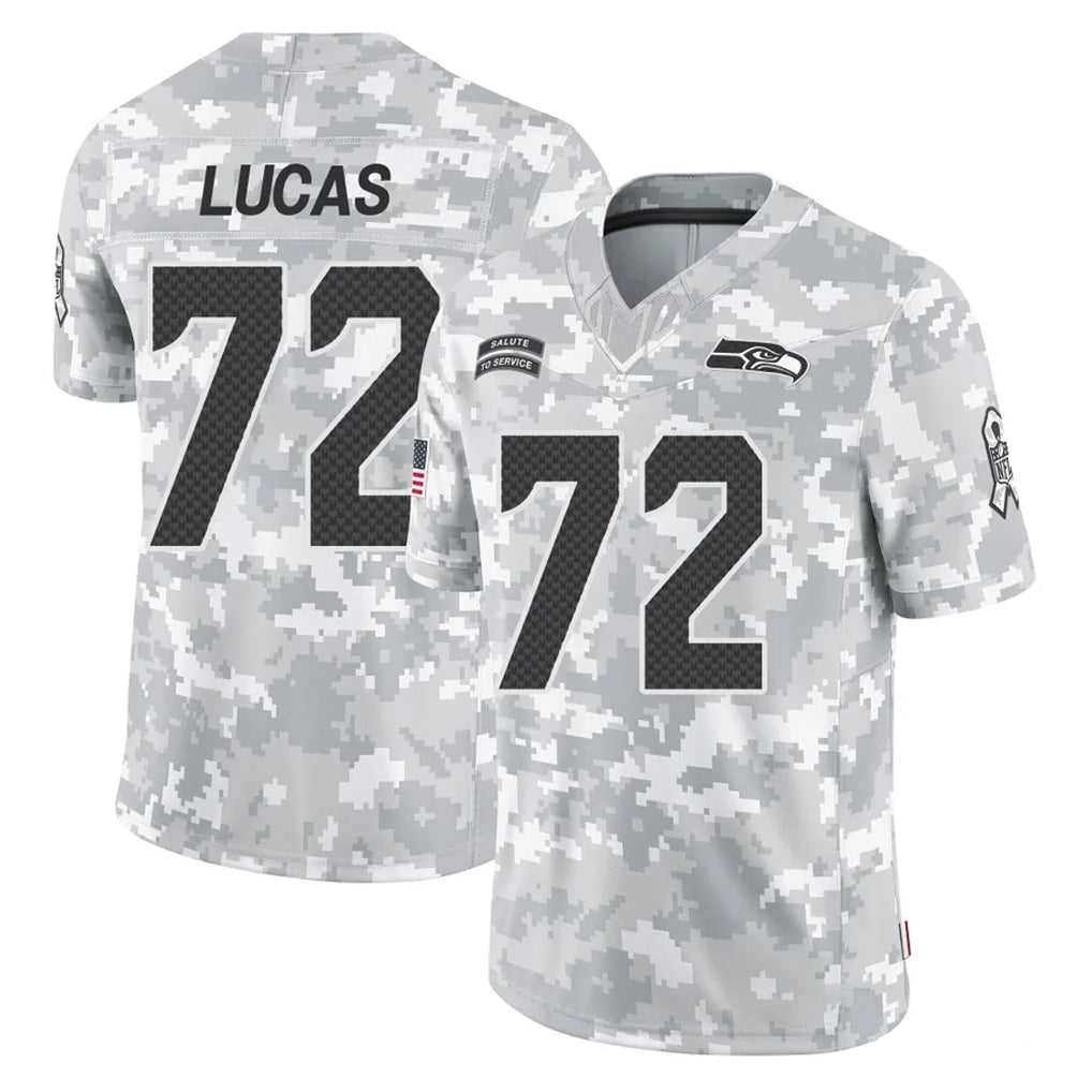 Tuec S.Seahawks #72 Abraham Lucas Player Arctic Camo Limited Salute To Service Home Game Stitched Jerseys