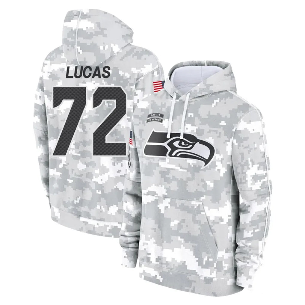 Tuec S.Seahawks #72 Abraham Lucas Player Arctic Camo Limited Salute to Service Pullover Hoodies Game Stitched Jerseys