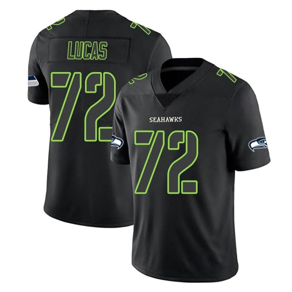 Tuec S.Seahawks #72 Abraham Lucas Player Black Impact Limited Home Game Stitched Jerseys