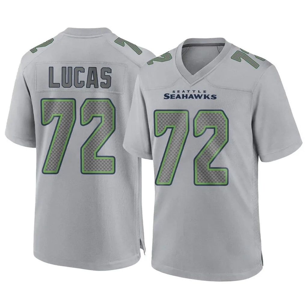 Tuec S.Seahawks #72 Abraham Lucas Player Gray Atmosphere Fashion Home Game Stitched Jerseys