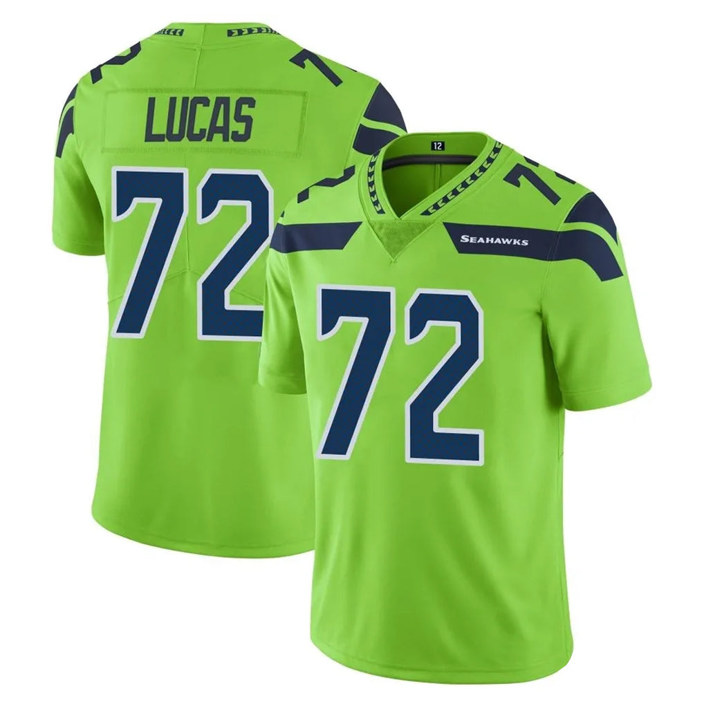 Tuec S.Seahawks #72 Abraham Lucas Player Green Limited Color Rush Home Game Stitched Jerseys