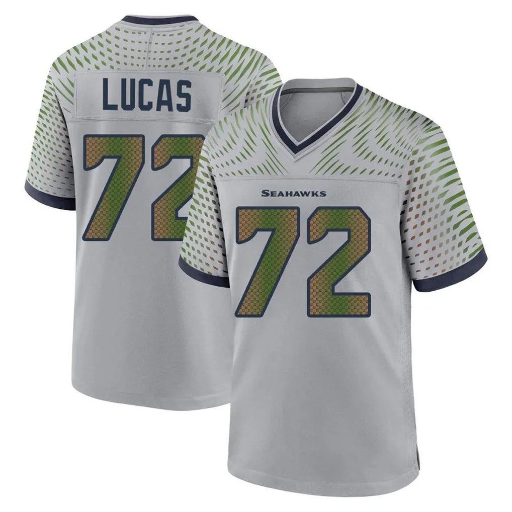 Tuec S.Seahawks #72 Abraham Lucas Player Grey 2025 Rivalries Collection Home Game Stitched Jerseys