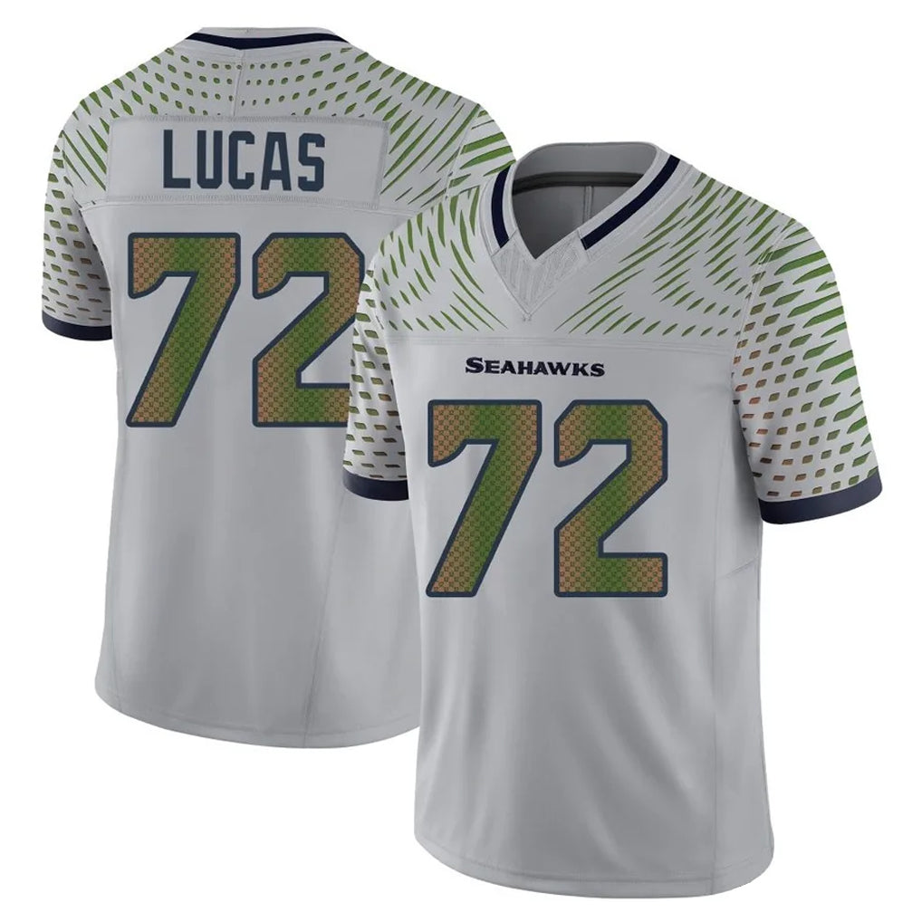 Tuec S.Seahawks #72 Abraham Lucas Player Grey Limited 2025 Rivalries Collection Home Game Stitched Jerseys