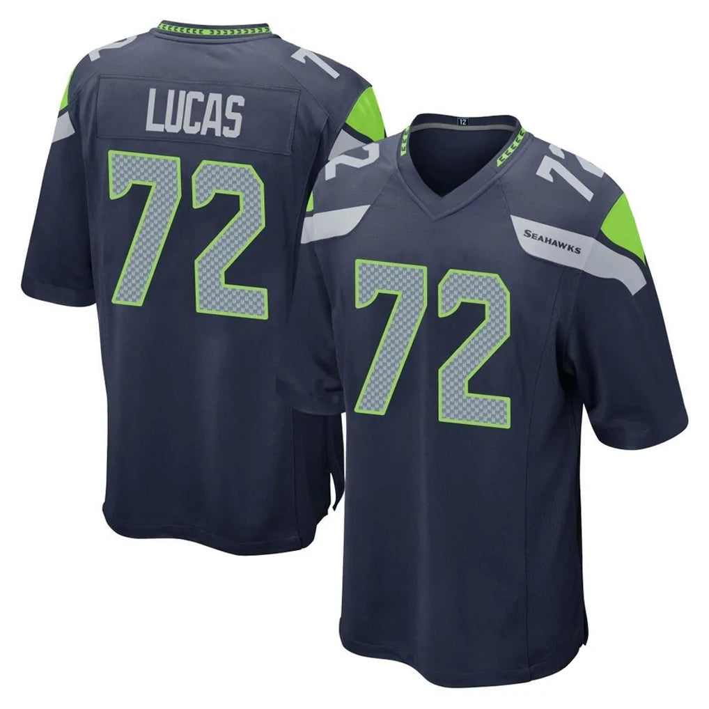 Tuec S.Seahawks #72 Abraham Lucas Player Navy Home Game Stitched Jerseys