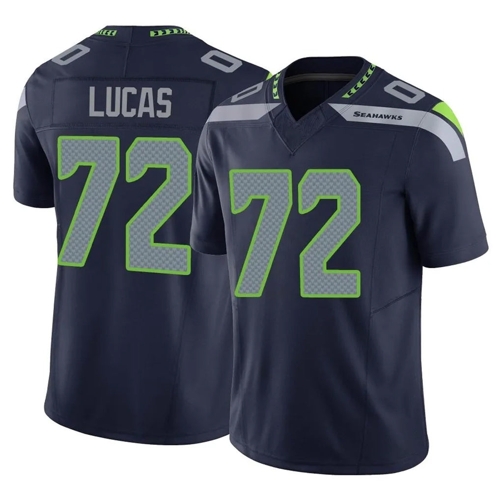 Tuec S.Seahawks #72 Abraham Lucas Player Navy Limited Vapor F.U.S.E. Home Game Stitched Jerseys