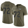 Tuec S.Seahawks #72 Abraham Lucas Player Olive Limited Salute To Service Home Game Stitched Jerseys