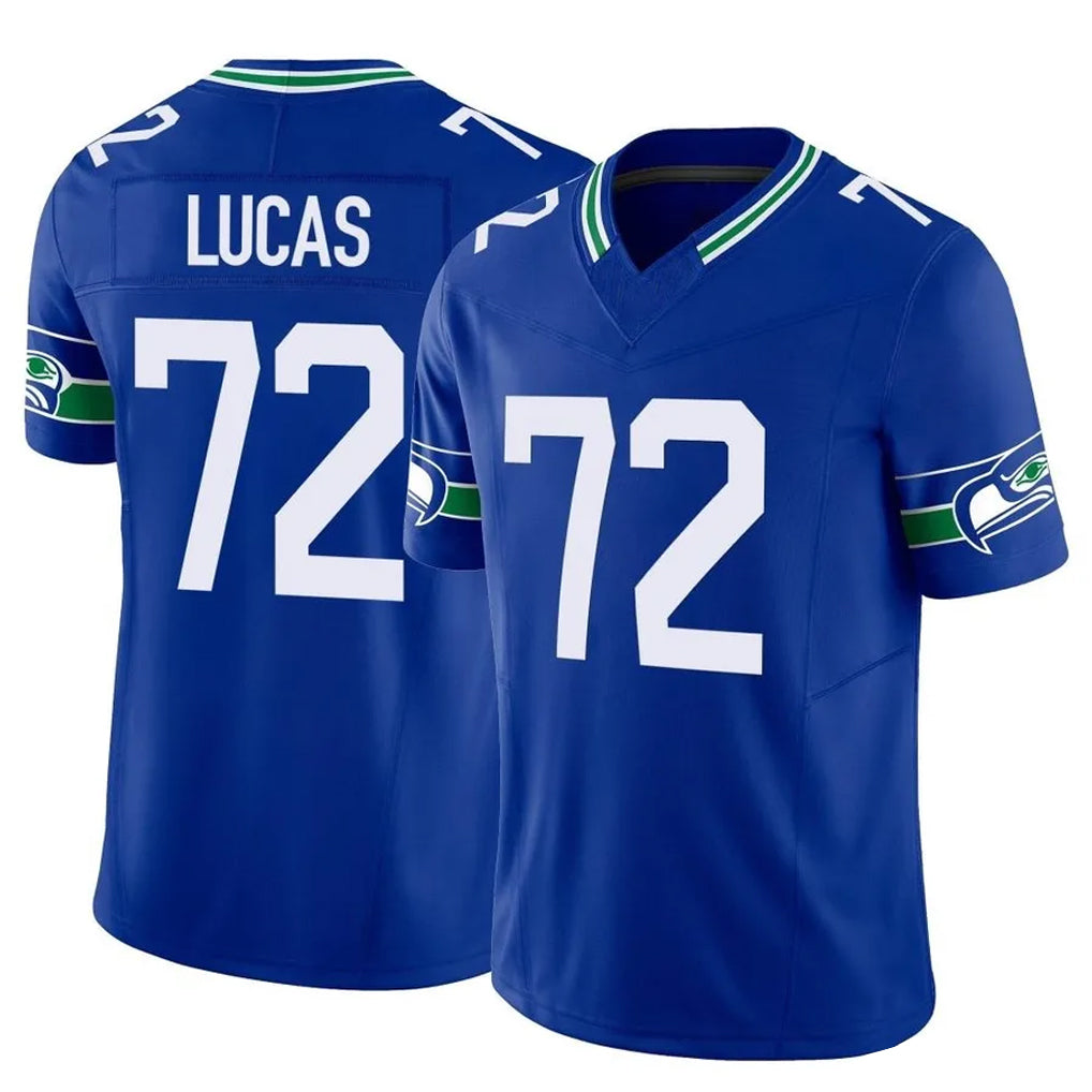 Tuec S.Seahawks #72 Abraham Lucas Player Royal Limited Throwback Vapor F.U.S.E. Home Game Stitched Jerseys