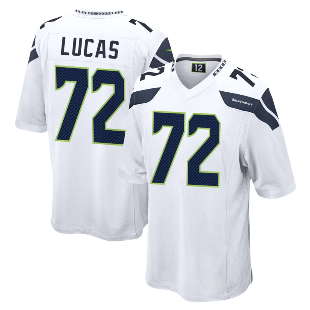 Tuec S.Seahawks #72 Abraham Lucas Player White Home Game Stitched Jerseys