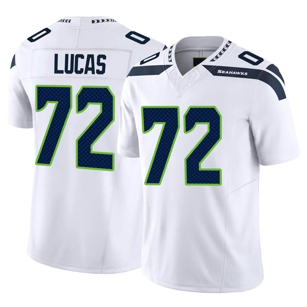 Tuec S.Seahawks #72 Abraham Lucas Player White Limited Vapor F.U.S.E. Home Game Stitched Jerseys