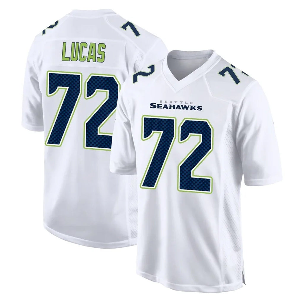 Tuec S.Seahawks #72 Abraham Lucas Player White Tundra Fashion Home Game Stitched Jerseys